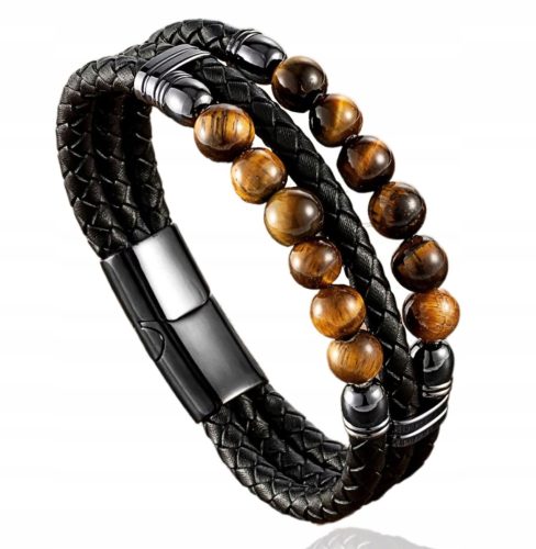  HERREN-LEDERARMBAND, TIGERAUGENSTEIN