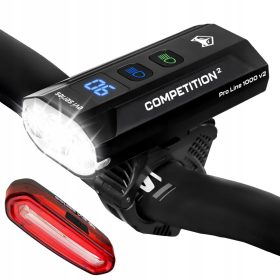    EVI Light COMPETITION2 Pro Line Fahrradbeleuchtung 1200 lm Akku + Evi Serie iLIGHT Pro Fahrradrückbeleuchtung 120 lm Akku