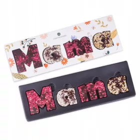   Exquisites Schokoladengeschenk "Mama" mit Himbeeren und Mandeln