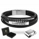  Herren-Lederarmband mit gravierten Perlen FOXY