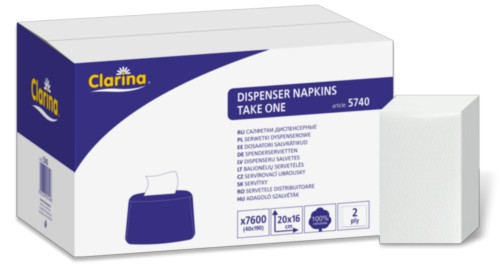 Servietten  Clarina 5740 rechteckige Servietten, weiß, 8.000 Stück.