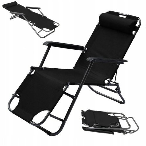 Sonnenliegen und Garten und Terrasse Konsimo Liegestuhl, schwarzes Metall