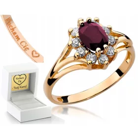  RING AUS ROSÉGOLD MIT RUBIN, DIAMANTEN, GRAVUR 585