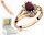  RING AUS ROSÉGOLD MIT RUBIN, DIAMANTEN, GRAVUR 585
