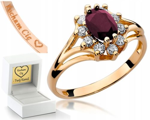  RING AUS ROSÉGOLD MIT RUBIN, DIAMANTEN, GRAVUR 585