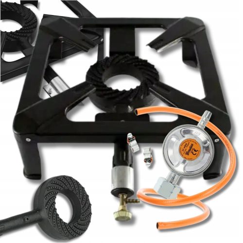 Hompack24 Gasbrenner 40x40 cm + Schlauch + Reduzierstück + 2 Schellen