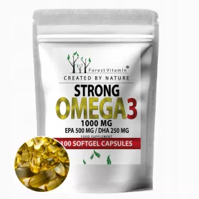   Omega-3 Strong 1000 mg mit EPA 500 mg, DHA 250 mg und Vitamin E 5 mg – 100 Softgel-Kapseln