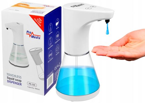 Seifenspender Berührungsloser ProMedix Standseifenspender 480 ml weiß, transparent
