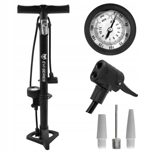  Evi-Serie PRO BIKE PUMP + MANOMETER schwarze Standpumpe