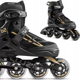    Movino Cruzer B2 Inlineskates, Größen 34-37, Schwarz und Gold
