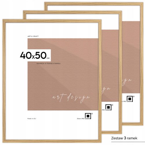 Set von 3 Bilderrahmen 40x50 cm aus ökologischem MDF mit Plexiglas