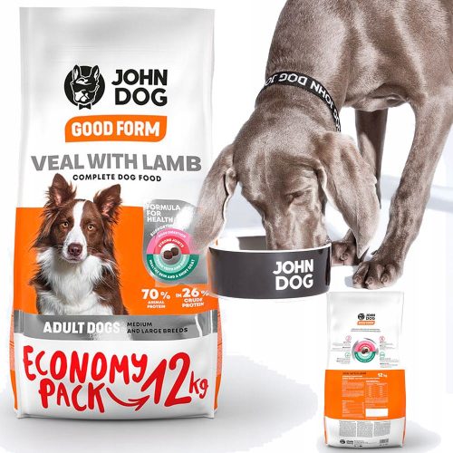  John Dog Good Form Kalbfleisch für mittelgroße und große Hunde, 12 kg