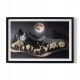 Dekoratives Moos Malerei mit Moos Hirsch bei Vollmond 60x40