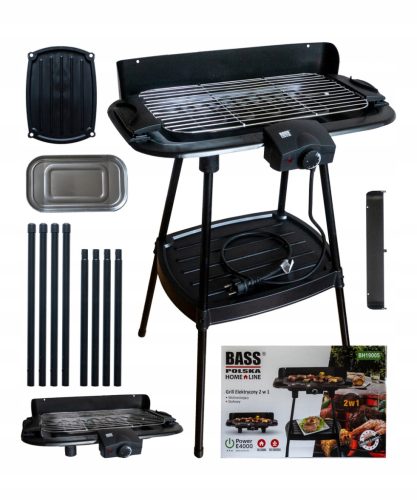  BASS ELEKTRO-GARTENGRILL STEHEND 2800W 2in1