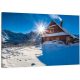 Bilder an der Wand GEMÄLDE AUF LEINWAND 120x80 Hütte in den Bergen Berge im Winter