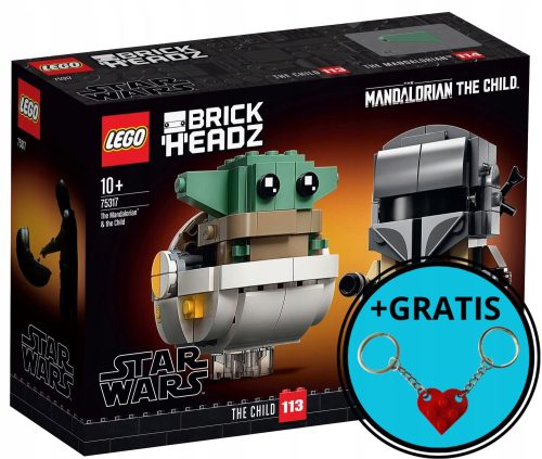  LEGO BrickHeadz 75317 Der Mandalorianer und das Kind + LEGO Herz-Schlüsselanhänger