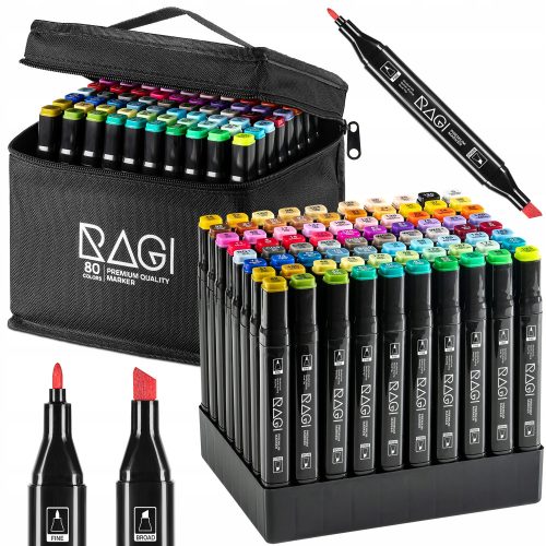  Alkoholmarker, 80 Marker, Markeretui + Ständer