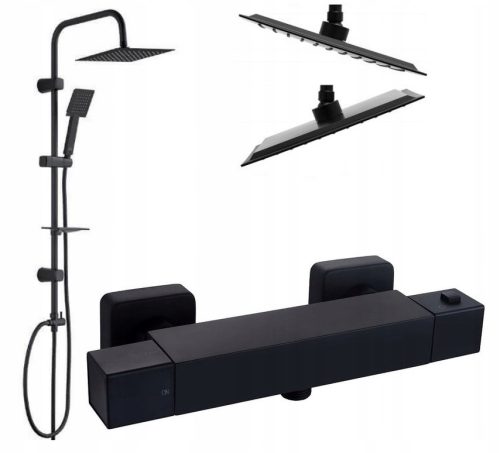 Laveo Drop Aufputz-Brauseset + Reihe TERMO 03-BL schwarze Duscharmatur