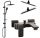 Laveo Drop Aufputz-Brauseset + Valvex LOFT BLACK Einhebel-Wandbadewanne und Duscharmatur schwarz