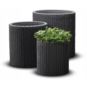    KOKISKA Blumentopf 43,7 cm x 43,7 x 44,3 cm Kunststoff schwarz