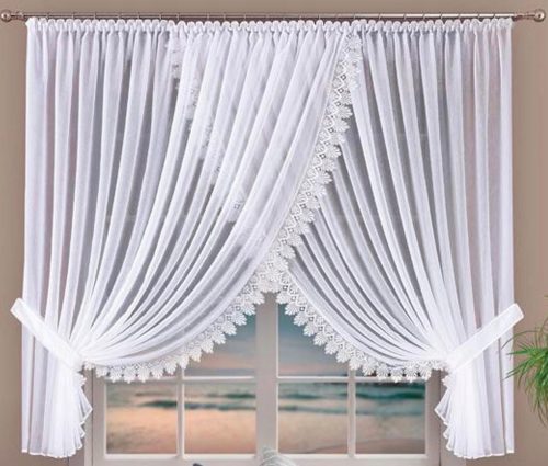 Fertiges Voile-Vorhang-Set 600 x 240 Guipure