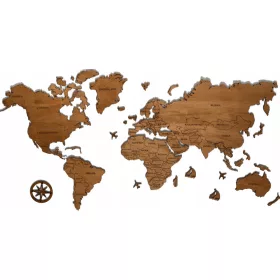  Detaillierte Weltkarte aus Holz 120x60 4 Farben