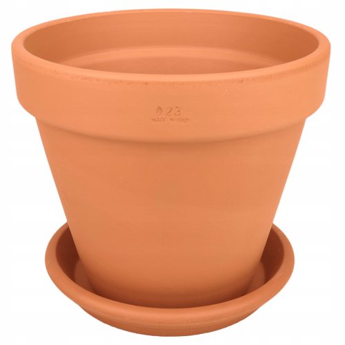  Degrea Blumentopf 23,3 cm x 23,3 x 20,7 cm Durchmesser 23 cm Naturkeramik, Terrakotta + Degrea Blumentopfständer 21 cm Keramik