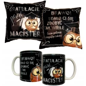    Ein Geschenk für MAGISTER KISSEN und BECHER für Frau MAGISTER MAGISTERSKA