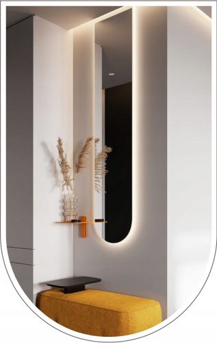  LED-beleuchteter Wandspiegel 120x50 cm halboval Kleiderschrank Badezimmer