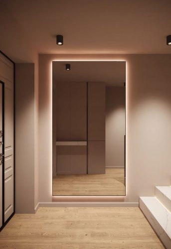  LED-Beleuchtungsspiegel 100 x 60 cm Wandmontage Rechteckiger Kleiderschrank Badezimmer
