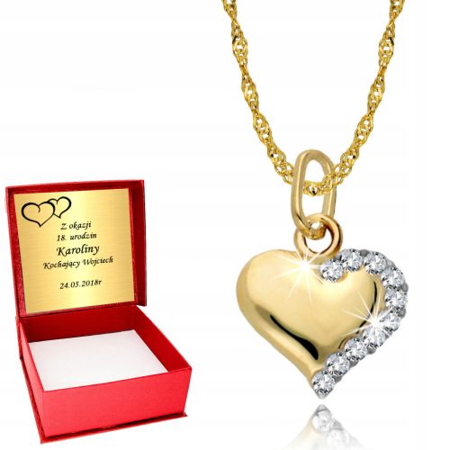  Goldene Herzkette mit Herzgravur
