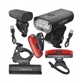    EX3MLY Fahrradbeleuchtung L177056X3M 600 lm Akku + EX3MLY Fahrradbeleuchtung 096 200 lm Akku