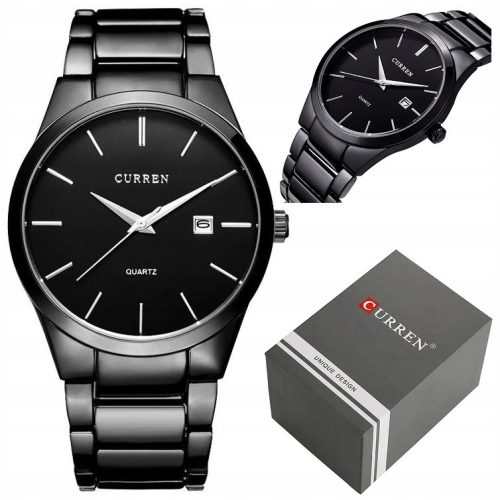  Curren Herrenuhr Bard, klassische Datumsanzeige aus Stahl + BOX + GRAVUR