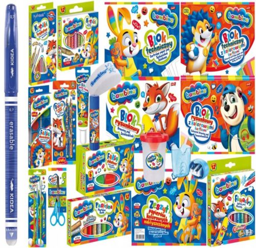  BAMBINO Schulausstattung, XXL-Set, Buntstifte, Farben, Plastilin, Stift