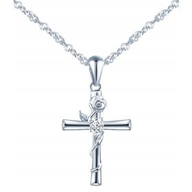  SILBERNE KREUZ-HALSKETTE, KREUZKETTE, KOMMUNION