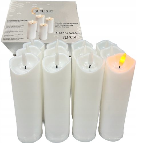  12 x Kerzeneinsatz für Kerze, batteriebetrieben, LED-Kerze mit Flammeneffekt, 17,5 cm