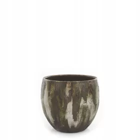    Edelman Blumentopf 17 cm x 17 x 16 cm, Keramik in Braun- und Beigetönen, Grüntöne