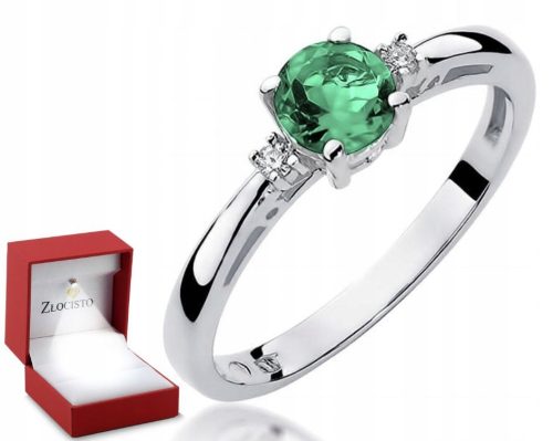  WEISSGOLD-RING SMARAGD-DIAMANTEN