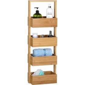    5fünf Simple Smart Badezimmerregal, Brauntöne, 15 x 28 x 88 cm