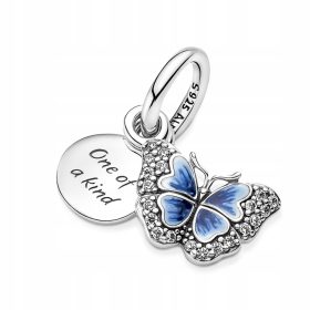  Charms-Anhänger mit blauem Schmetterling und Zitat