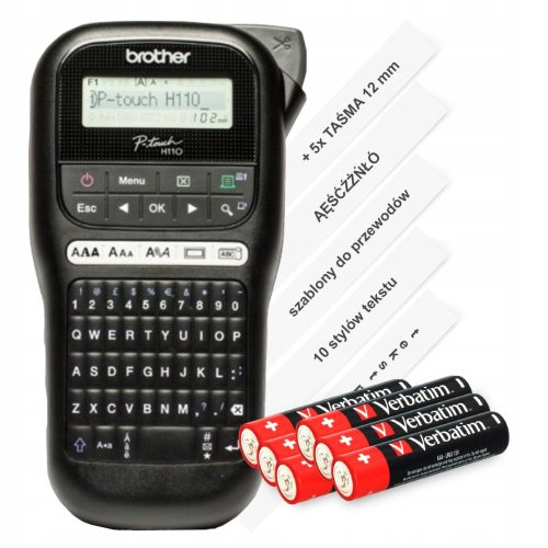 Brother PT-H110 Etikettendrucker 10 mm/Sek. + 5× Specmark TZe-231 Band 12 mm x 8 m für Brother