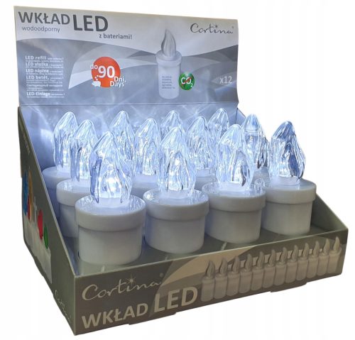  EINSATZ FÜR KERZEN, 12 STÜCK, LED ELEKTRISCH, WEISS