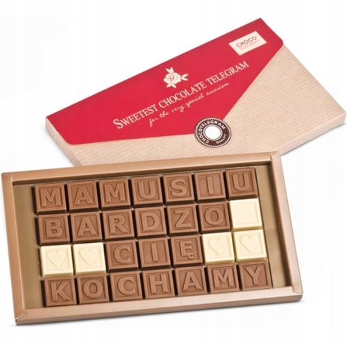 Exklusive Schokoladentelegramm "Mamusiu bardzo Cię kochamy" - Ideales Geschenk für Mama