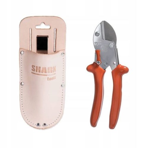 Gartenscheren und Heckenscheren Löwe Handschere 17 cm + Lederholster für Shark Tools Gartenschere