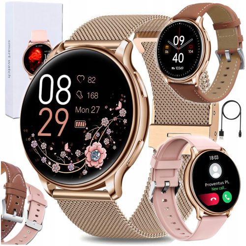  DAMEN-SMARTWATCH FÜR DAMEN ANRUFE BENACHRICHTIGUNGEN SPORT MESSUNGEN MENÜ PL