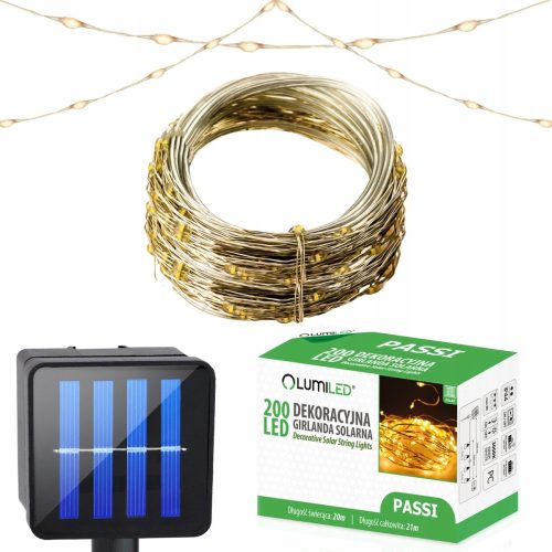 Gartenlichtergirlande Lumiled Lichterkette 2100 cm solar transparent