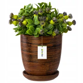    Botle-Blumentopf, 29 cm x 29 x 30 cm, Durchmesser 29 cm, Keramik in Braun- und Beigetönen