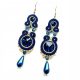  Soutache-Ohrringe, Marineblau, Gold, Hochzeit, Perle