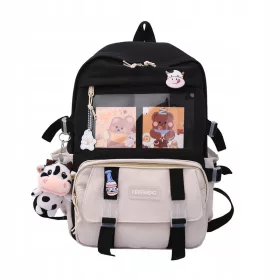    KAWAII Schulrucksack mit mehreren Fächern, schwarz, 35 Jahre alt