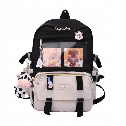  KAWAII Schulrucksack mit mehreren Fächern, schwarz, 35 Jahre alt